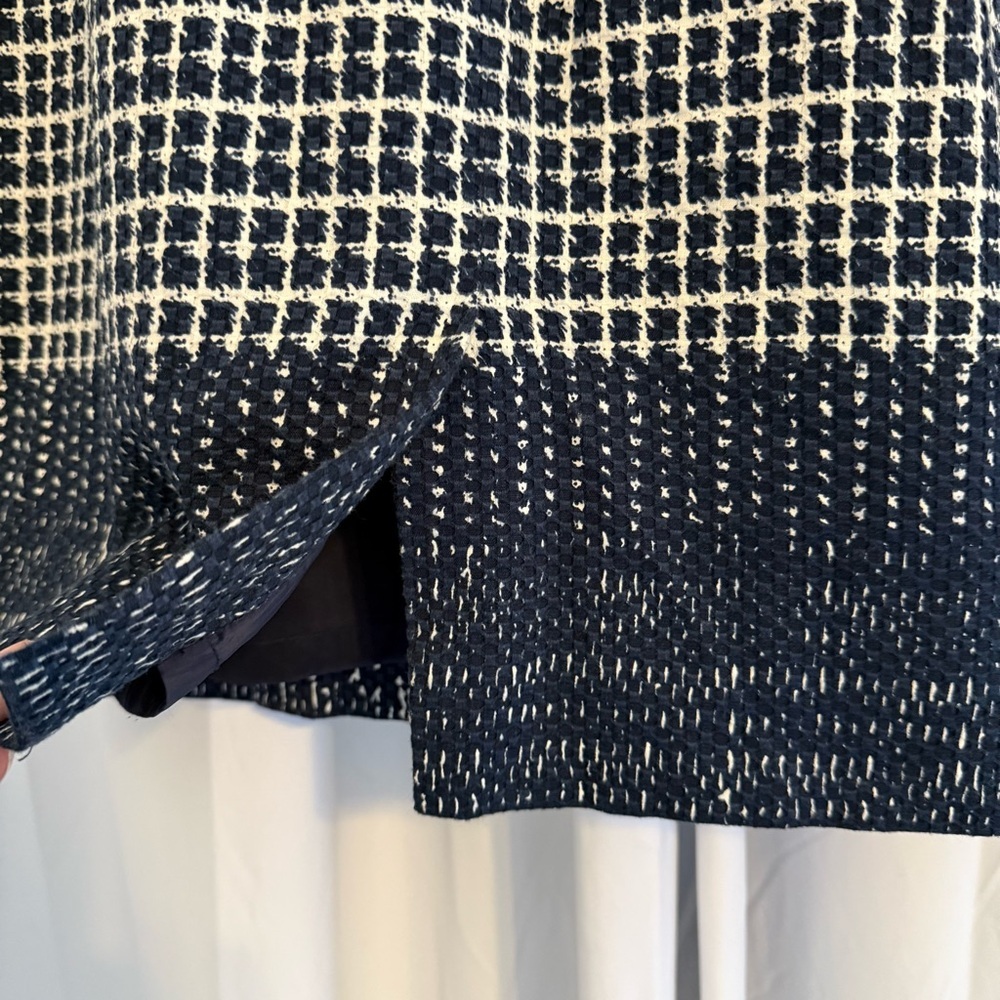 J.Crew Tweed Sheath Dress Womens 4 Navy White Cotton Sleeveless Work Career - Picture 10 of 12